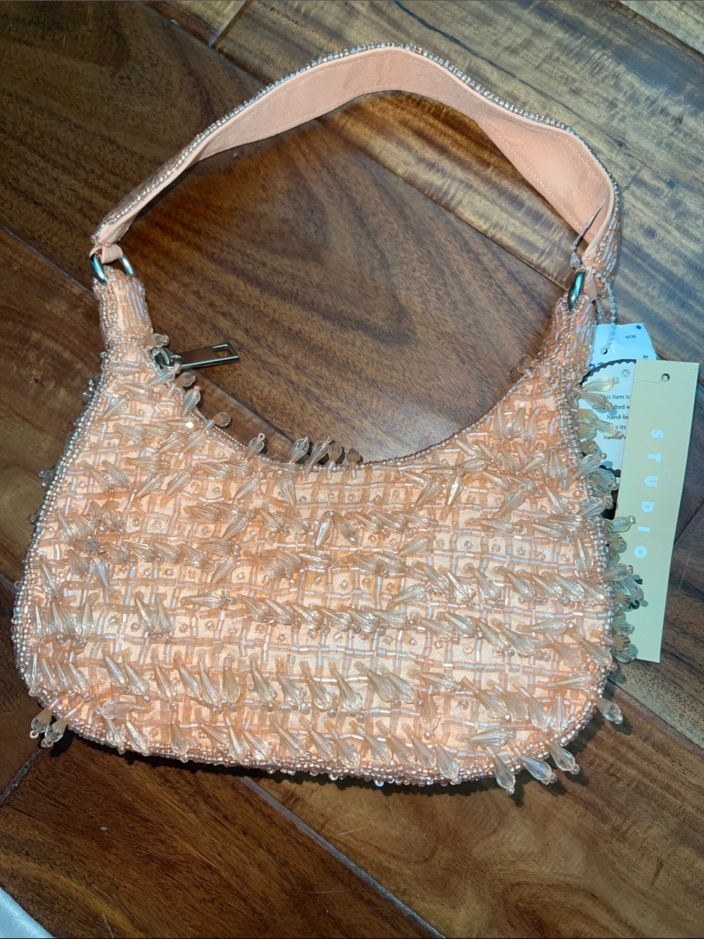 Studio 12  Peach hand Beaded Shoulder Bag